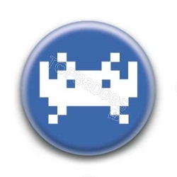 Badge Invader Pixel Bleu