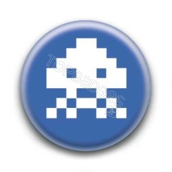 Badge Alien Pixel Bleu