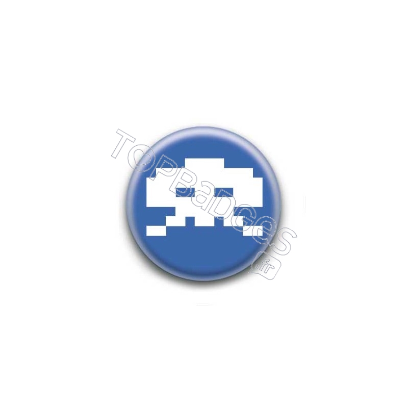 Badge Crâne Pixel Bleu