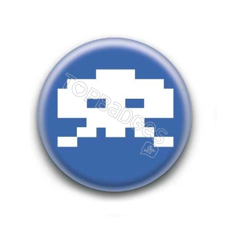 Badge Crâne Pixel Bleu