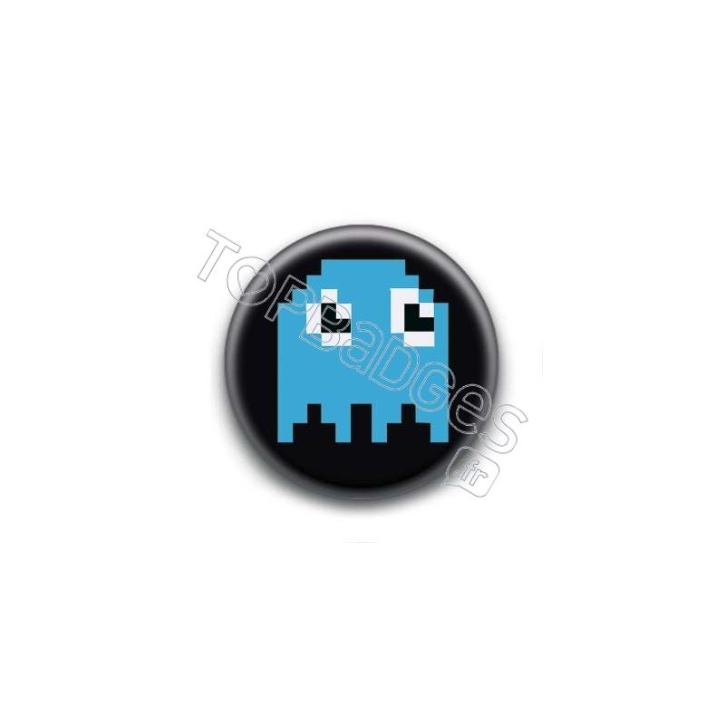 Badge Fantôme Bleu Pacman 8 Bit