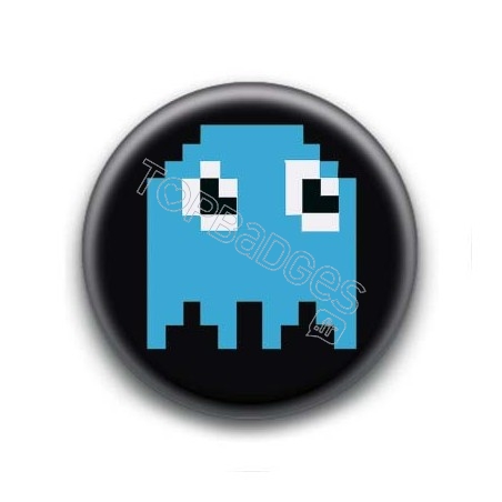 Badge Fantôme Bleu Pacman 8 Bit