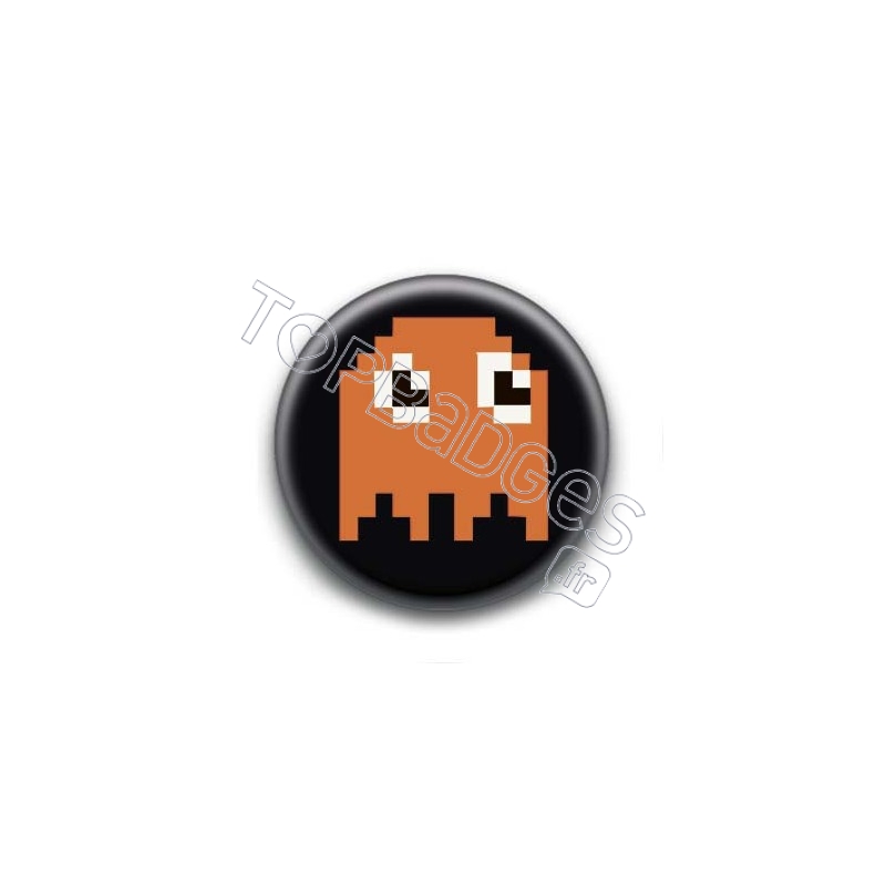 Badge Fantôme Orange Pacman 8 Bit