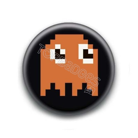 Badge Fantôme Orange Pacman 8 Bit