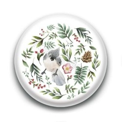 Badge : Oiseau et forêt